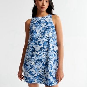 NWT Abercrombie High Neck Linen Blend Floral Mini Dress